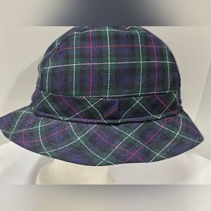 Plaid Men's Bucket Hat - Blue and Red- Made In Scotland - Size 7 1/8